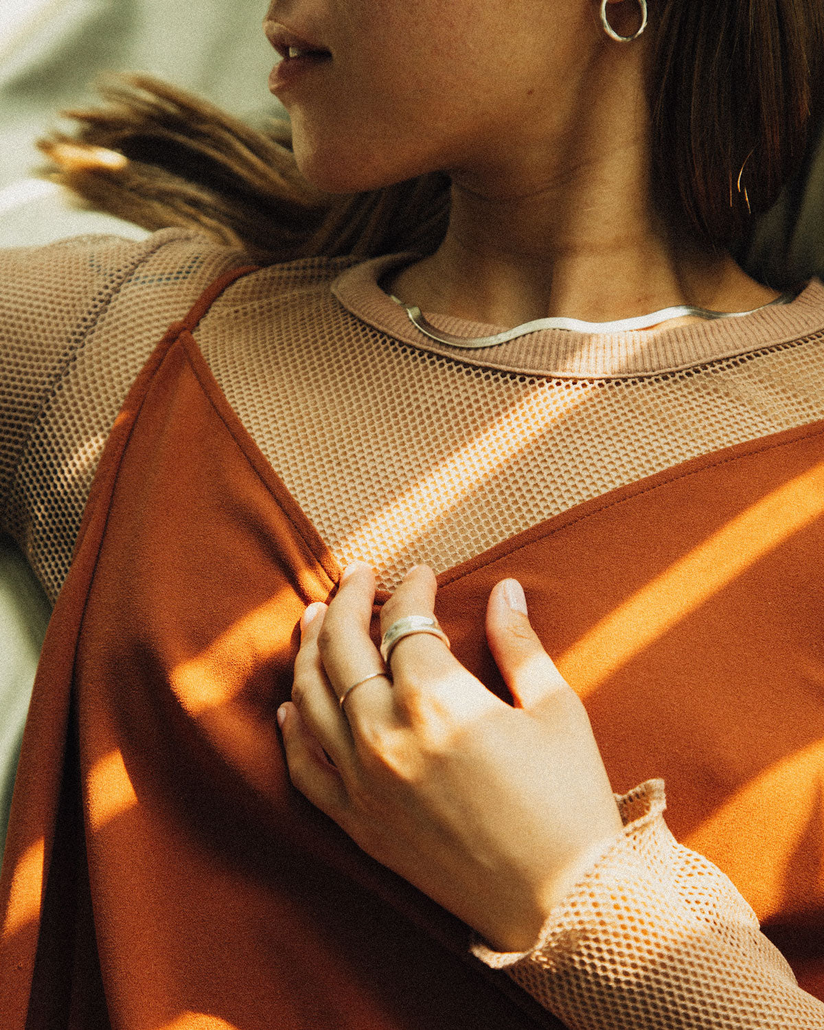 flat snake chain herringbone necklace made from sterling silver