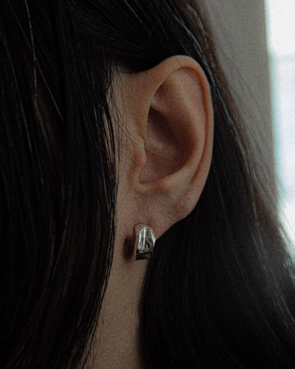simple silver hoop earring handmade jewelry